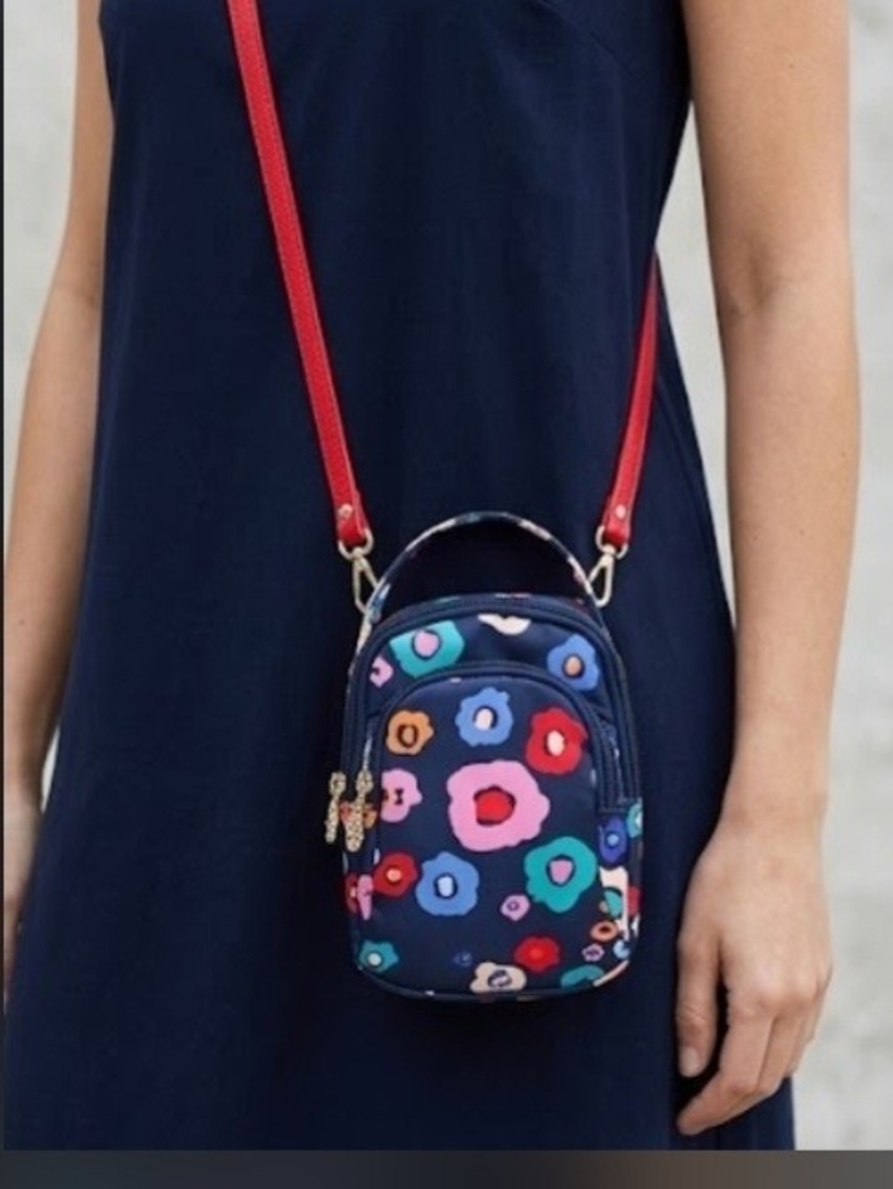 Floral Mini Crossbody Bag - Navy with Multicolor Flowers